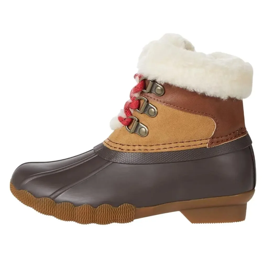 Sperry Kids Alpine Saltwater Winter Boots US 1M Tan Red Water Resistant NIB